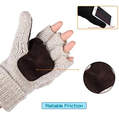 Omechy Winter Knitted Fingerless Gloves with Thermal Insulation 1