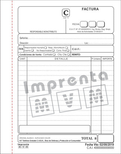 2 Talonarios Factura  A - M - B - R - X - Imprenta - Afip 1