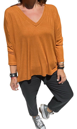 Las Dos Floras Wide V-Neck 3/4 Sleeve Top 4