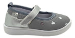 Un Pasito a la Vez Girls' Grey Heart Print Velcro Mary Janes 0