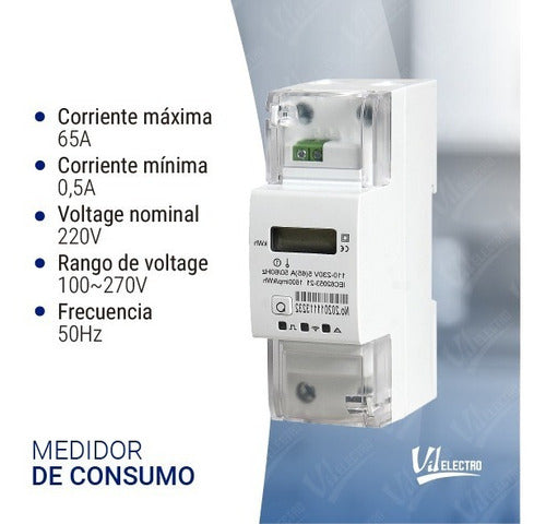 Pronext Medidor De Consumo Luz Hogar Riel Con Reset Smart App Wifi 1