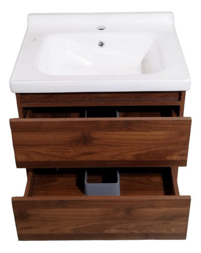 Mueble Baño Aereo Madera +bacha 2 Cajones. Cem Revestimiento 1