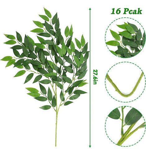 Cewor 16pcs Tallos Italianos De Ruscus Greenery, 27.6in Arti 1