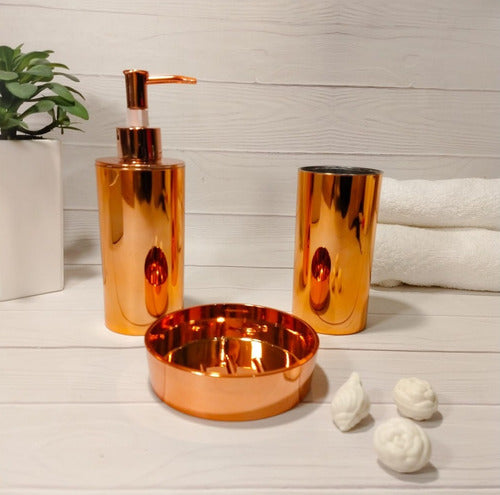 Modern Copper Bathroom Set - Dispenser, Cup, Soap Dish 2
