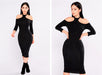 Fitted Off-Shoulder Dress with Choker Neckline 0