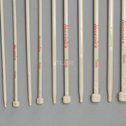 Kit 8 Plastic Knitting Needles Set Tricot Almond Sizes 3 to 8 2