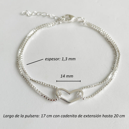 Double Wrap White Steel Heart Cutout Bracelet 2
