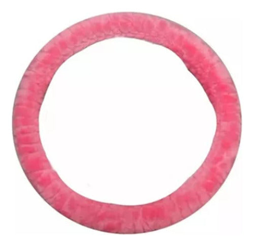 Iael Universal Plush Steering Wheel Cover - Pink 38cm 0