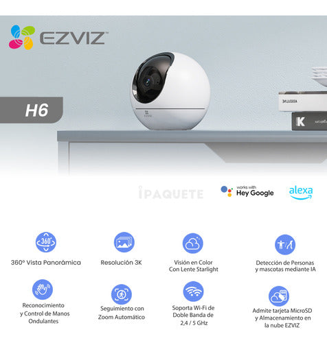 Cámara Seguridad Ezviz Ip Wifi 3k Full Color Interior Motor 1