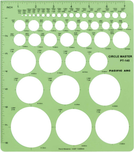 Pacific Arc Professional Circle Guide, 45 Circles from 1/16" to 2.25" 0