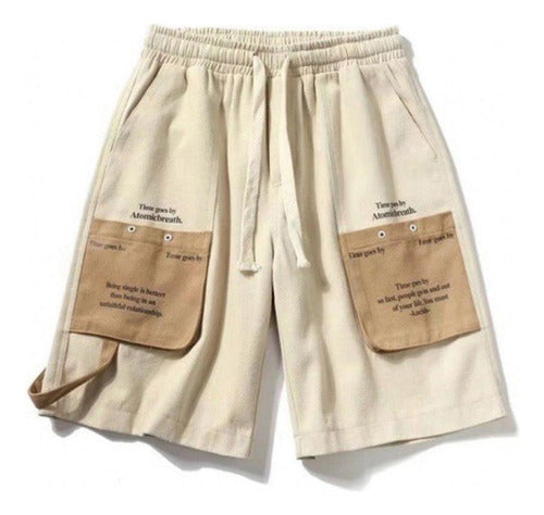 Kitch Tech Imported Beige Double Pocket Bermuda Short D1014 Techwear 0