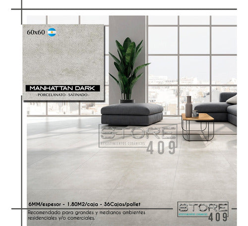 Alberdi Porcelanato Manhattan Dark 60x60 Rectificado 1° Cal 2