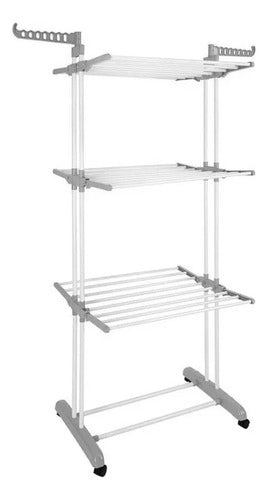 Folding Clothes Drying Rack with 3 Shelves Standing 40 Kg Capacity 0