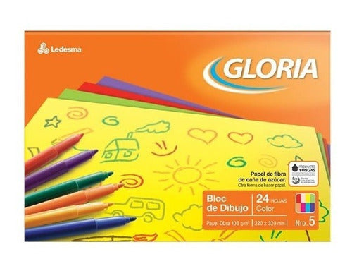 Gloria Block Para Dibujo Color Nº 5 X 24 Hojas 0