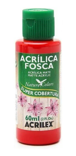 Acrilex Matte Acrylic Paint 60ml Fire Red - Mosca 0