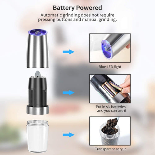 Molinillos Eléctricos De Sal Y Pimienta De Acero Inoxidable 4