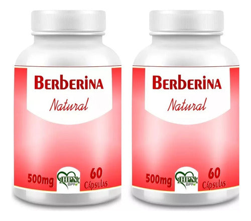 HPN Berberine Natural 120 Capsules 500mg (2 Bottles of 60 Caps) 0