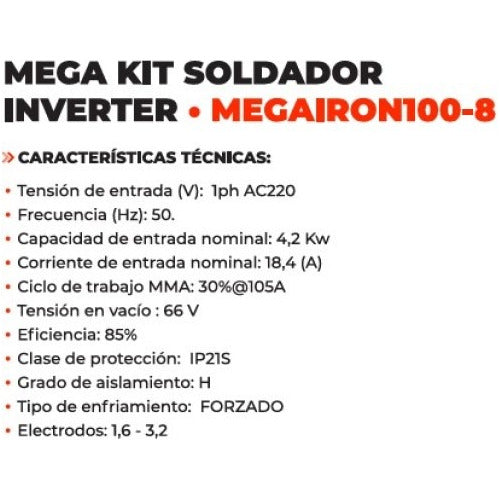 Lüsqtoff Soldadora Inverter Iron 100 + Helmet + Electrodes + 4 Magnetic Squares 3