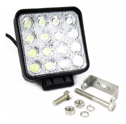 Kit 6 Square LED Auxiliary Lights 16 Universal Auto Truck 4x4 3