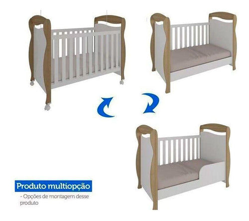 Berço Infantil Júnior 3 Em 1 Branco - Peroba 3