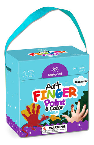 Set X6 Colores Pinturas Artísticas Para Dedos Lavable Niños 0