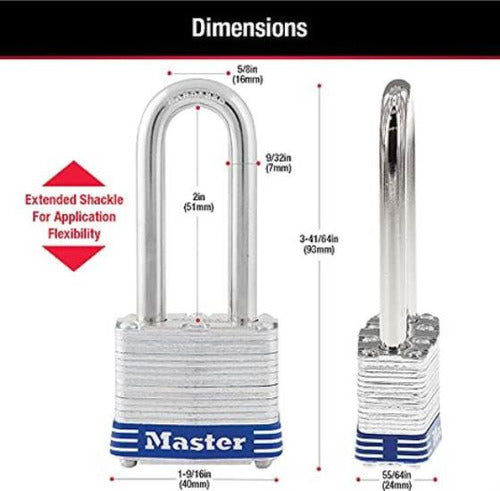 Master Lock 3DLH Keyed Padlock for Outdoors - 2 Inch Silver 5