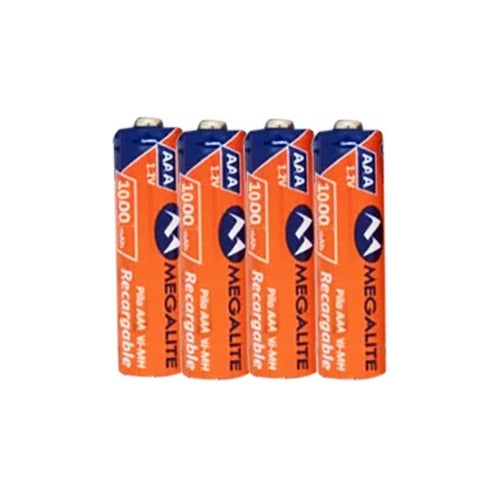 Megalite Pack of 4 Rechargeable AAA Batteries for Wireless Phones and Controllers 0