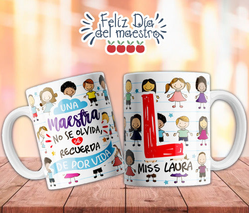 Plantillas Tazas Dia Del Maestro Iniciales Sublimar #t113 6