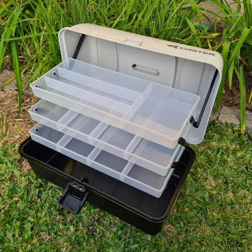 Caster Fishing Box with Three Trays, 12 Divisions, 36x19x20cm 006 1