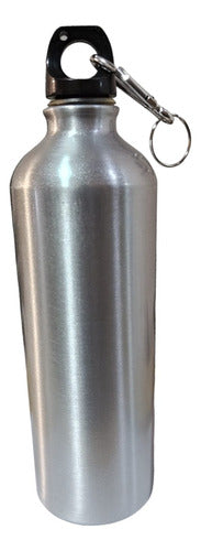 Metallic Aluminum Sports Water Bottle with Screw Cap and Hook 800ml 1