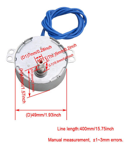 Eje 1cm Longitud Tyc-50 Ac 110v Sincrónico Motor 15-18 Rpm 4 5