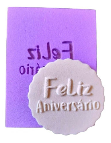 Tf16 Marcador Textura Feliz Aniversário Confeitaria Biscuit 0