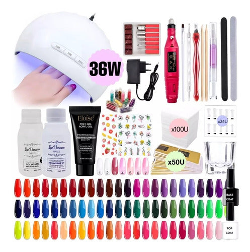 Complete Polygel Nail Kit with Nail Art Decorations and UV/LED Lamp 0