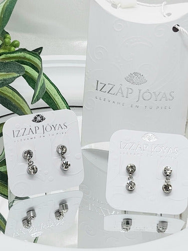 Izzap Joyas Aros Pasantes Doble Cristal 7