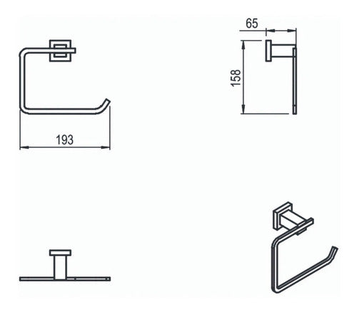 Accesorio Baño Toallero Cromo Línea Geometry 2843 Hidromet 1