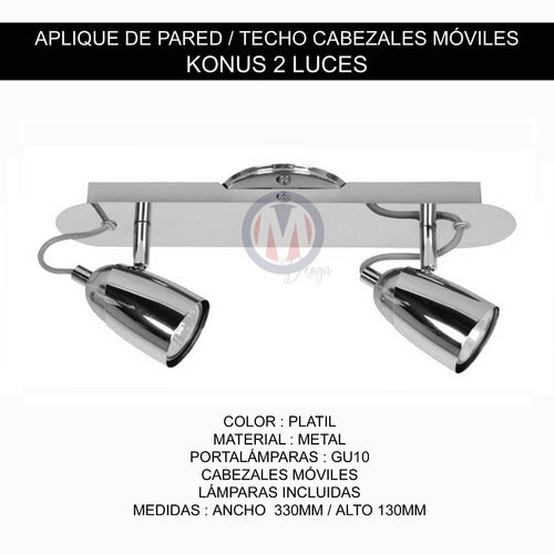 Candil Aplique Konus Pared Techo 2 Luces Moviles Candil + Lamparas 1