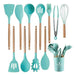 Aloha Set X12 Utensilios Cocina Silicona Mango Madera 0