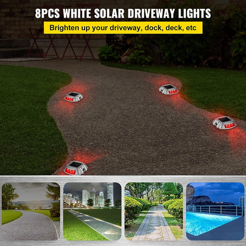 Happybuy Driveway Lights 8-Pack Solar Driveway Lights Red B 1