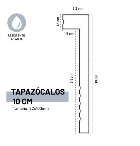 Eurotec Tapa Zocalo Pvc Blanco Recto 10cm Pasacable X 2,45ml 5