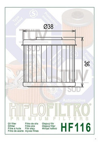 Filtro De Aceite Hiflo Hf 116 Honda Crf 150 250 450 Cta 1