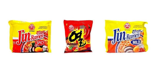 Pack X15 Ramen Coreano 5 Jin Spicy, 5 Yeul Ramen, 5 Jin Mild 0