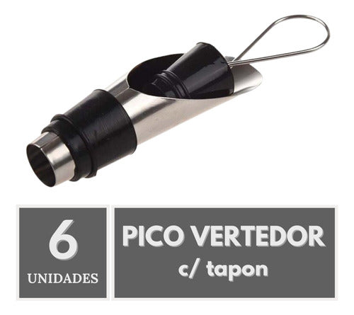 Pico Vertedor Metalico Para Vino Con Tapon Pack X 6 1