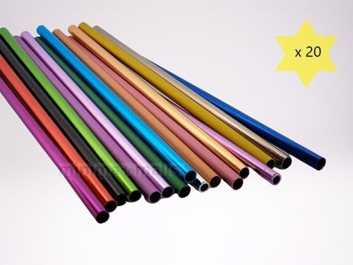 Reusable Anodized Aluminum Straws Set of 20 Assorted Colors 0