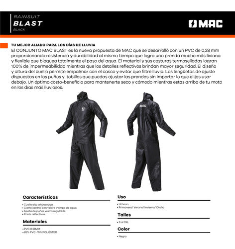 MAC Blast Waterproof Motorcycle Rain Suit 3