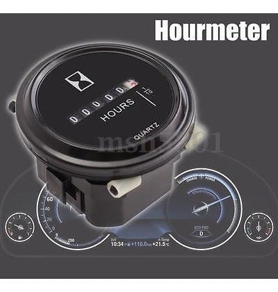 Quartz Hour Meter 2'' Round - Hourly Counter for Boats and Machinery 0