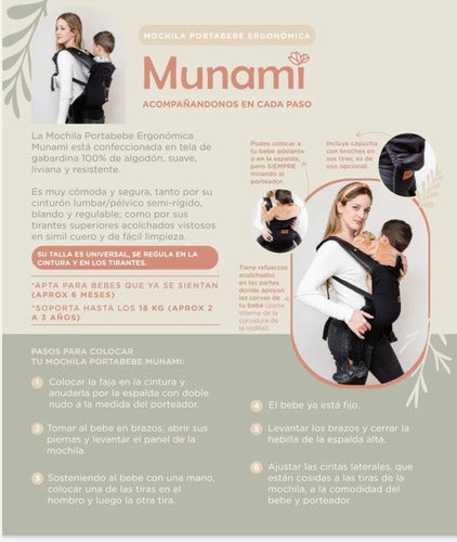 Ergonomic Canvas Baby Carrier Backpack up to 18 kg by Munami 17