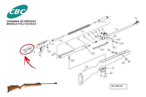 Conjunto Da Trava De Segurança Carabina Cbc B12 - 10006478 2