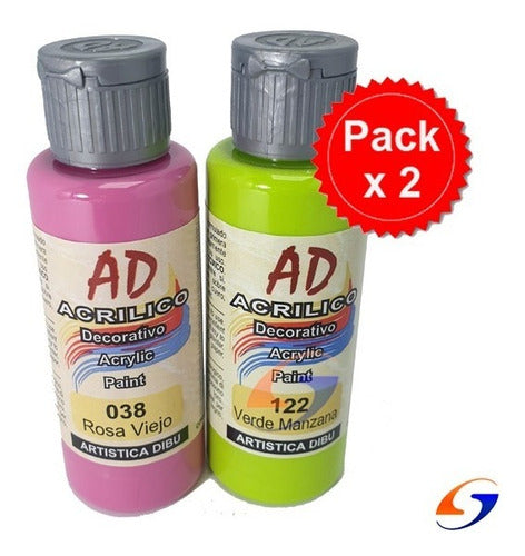 Pintura Acrilica Ad 60ml. Pack X2 Colores Serviciopapelero 1