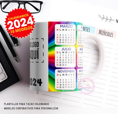 Imprimi Kits Plantillas Sublimar Tazas Calendarios 2024 Diseños Lapiceros 1