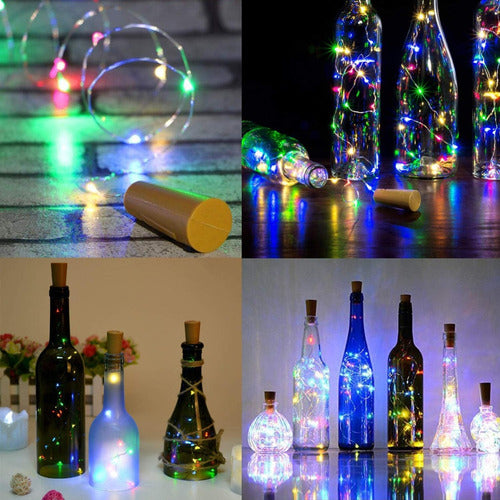 Promox10! Corchos Multicolor Led Botella C/ Pilas Alambre 2m 4